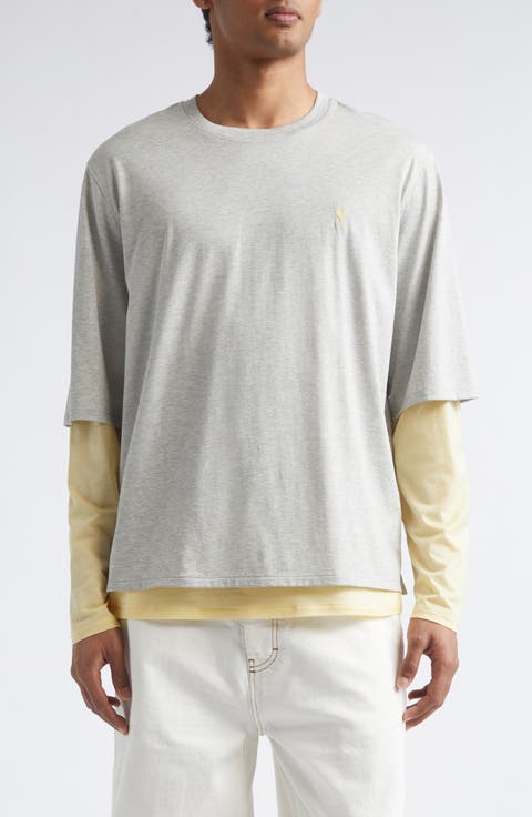 Ami de Coeur Embroidered Layered Long Sleeve Cotton T-Shirt