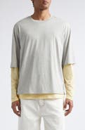 AMI PARIS Ami de Coeur Embroidered Layered Long Sleeve Cotton T-Shirt
