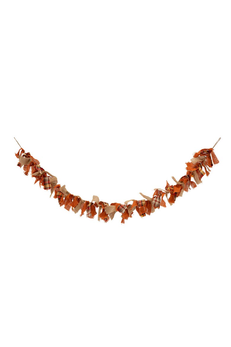 6ft Fall Fabric Plaid Garland, Alternate, color, Orange