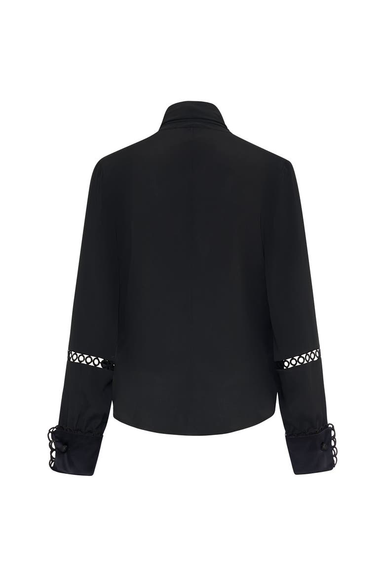 Silk Blend Evening Blouse With Sequins Macram, Alternate, color, Black