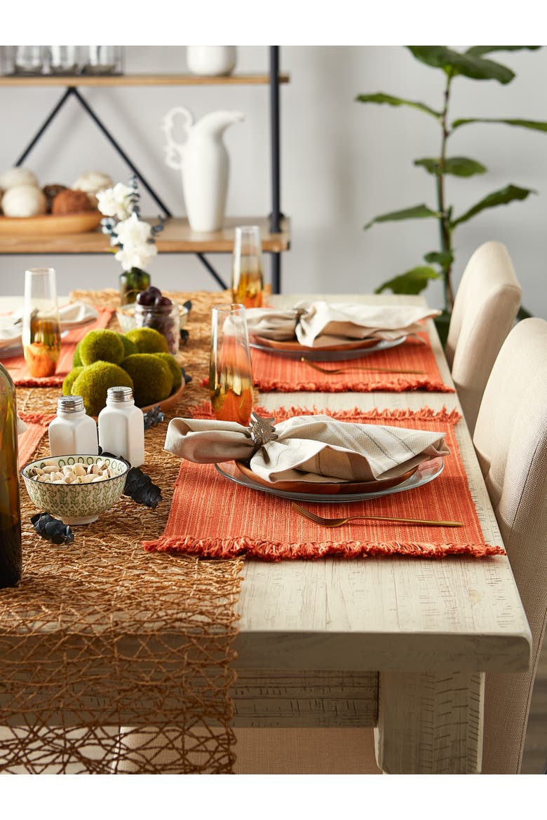 Variegated Fringe Placemat Set/6, 13x19", Alternate, color, Spice
