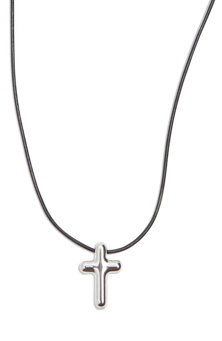 Argento Vivo Sterling Silver Cross Pendant Necklace, Main, color,