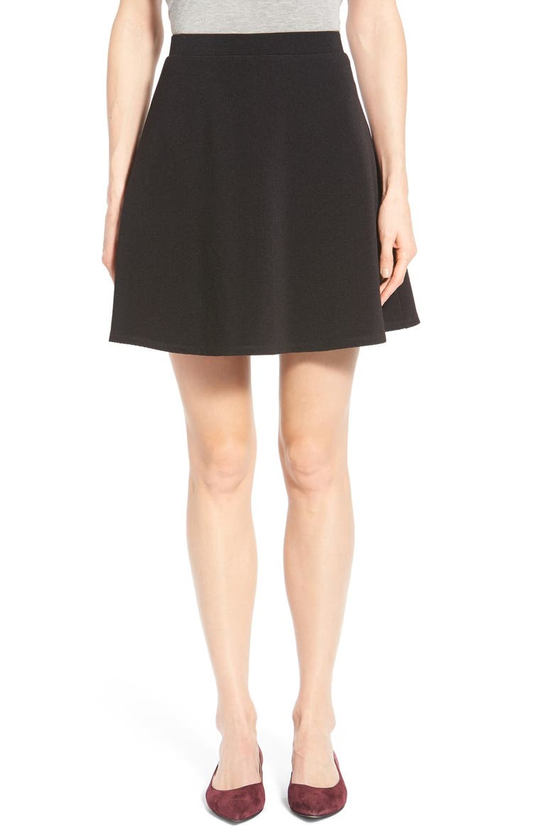 Ponte Knit Skater Skirt, Main, color, BLACK