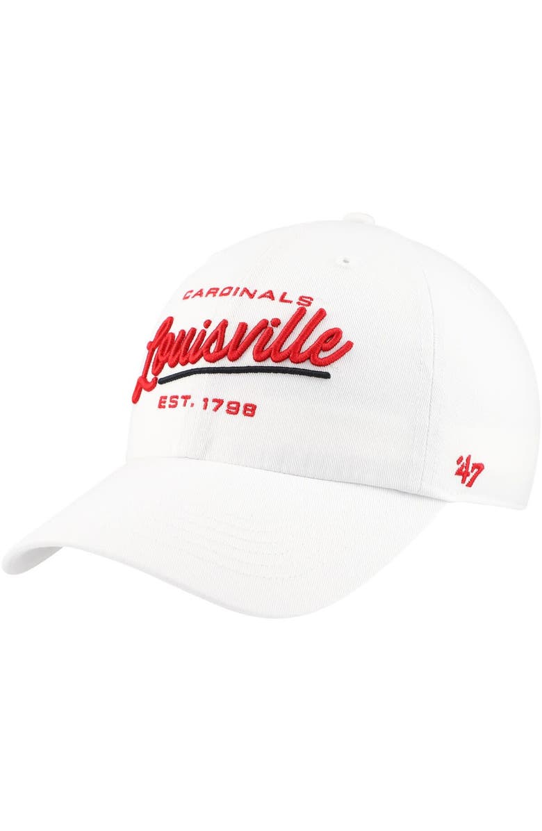 '47 Women's '47 White Louisville Cardinals Sidney Clean Up Adjustable Hat, Main, color, 