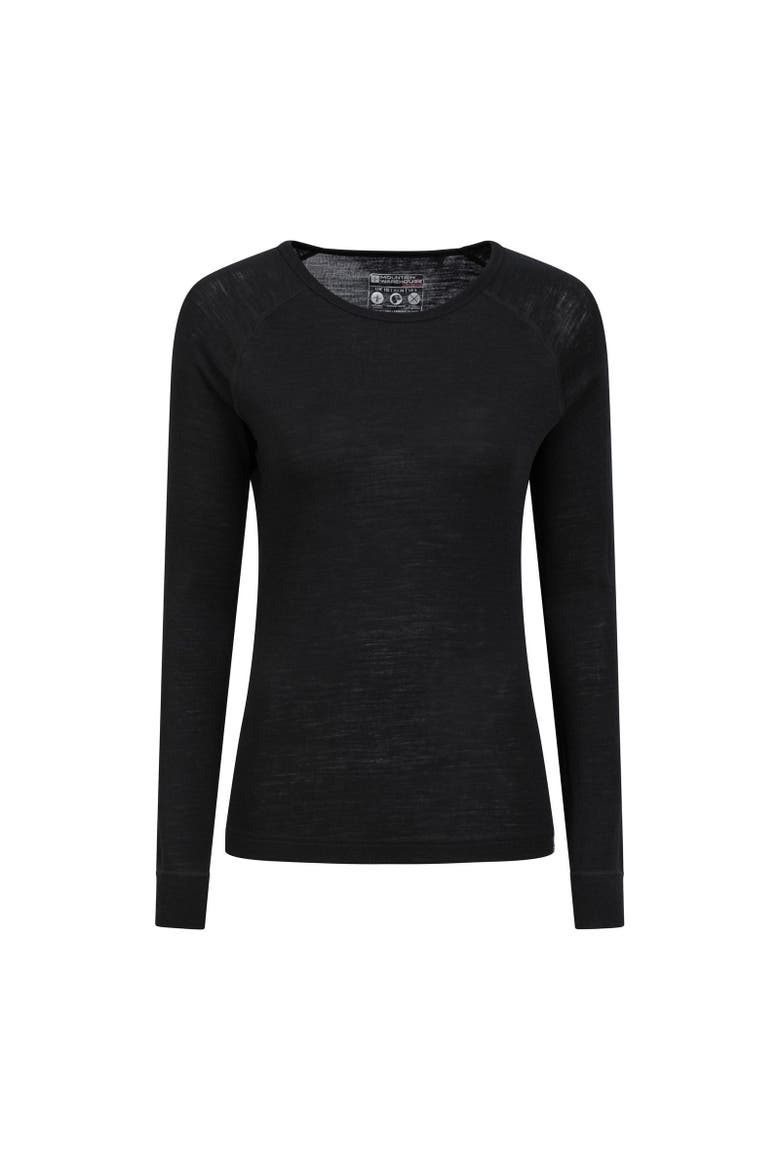 Merino Wool Round Neck Base Layer Top, Alternate, color, Black