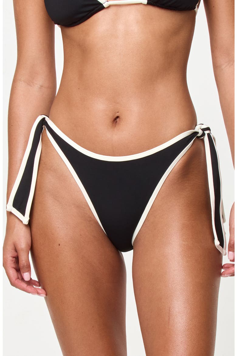 Shane Bitsy Side Tie Bikini Bottoms, Main, color, BLACK/ CREAM