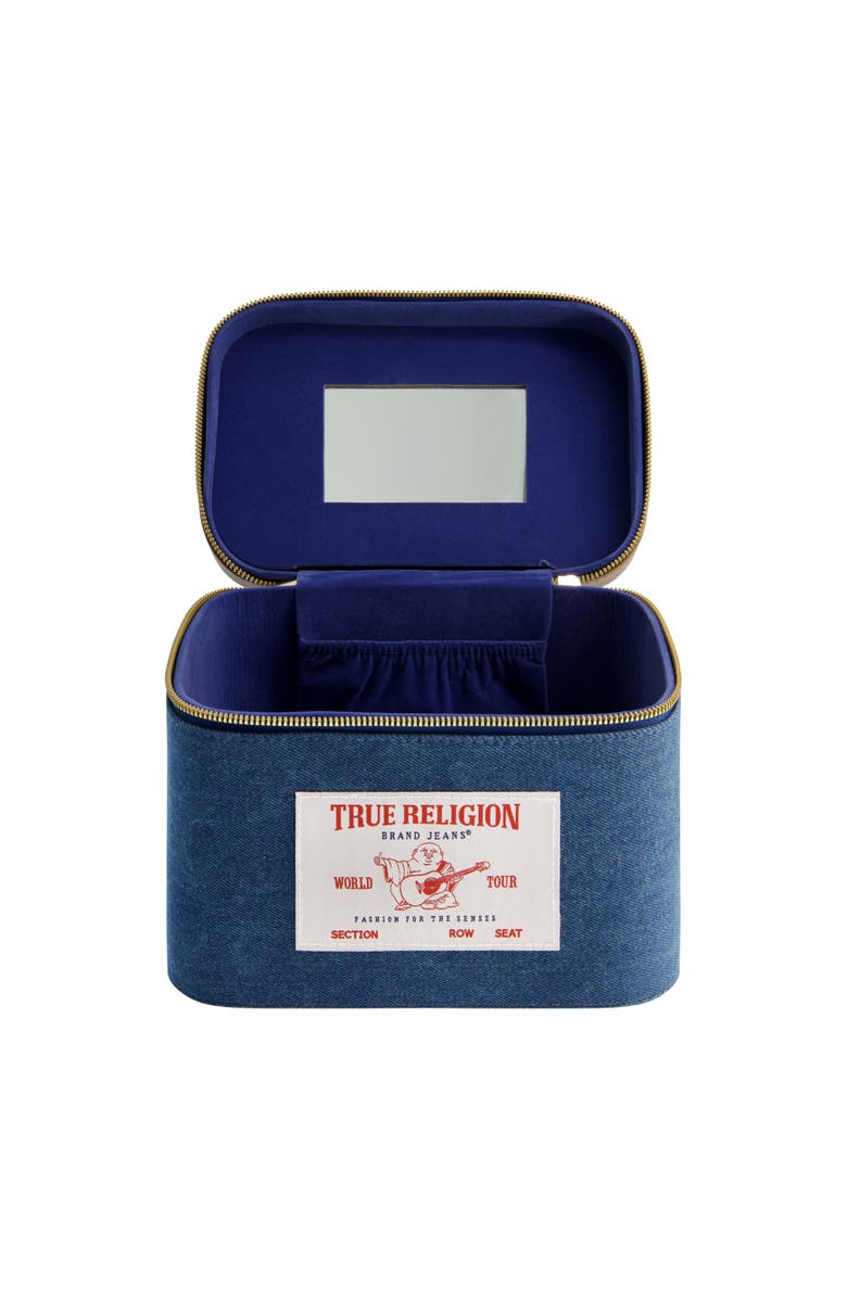 True Religion Large Denim Cosmetic Case with Mirror, Alternate, color, Denim