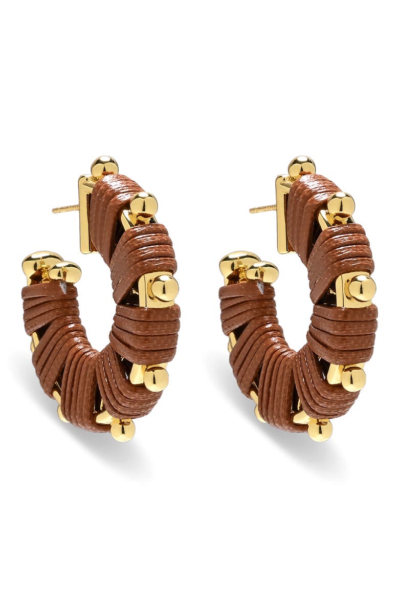 Vanna Wrapped Hoop Earrings, Alternate, color, BEIGE