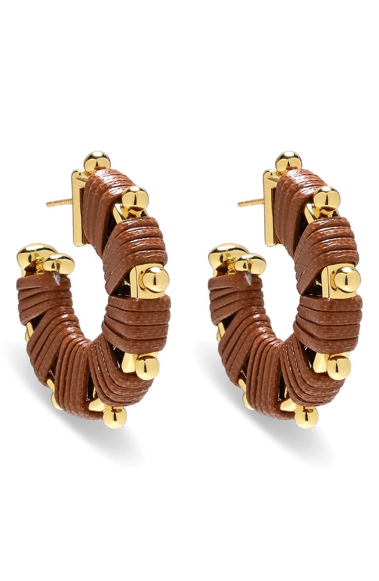 EYE CANDY LOS ANGELES Vanna Wrapped Hoop Earrings, Alternate, color, Beige