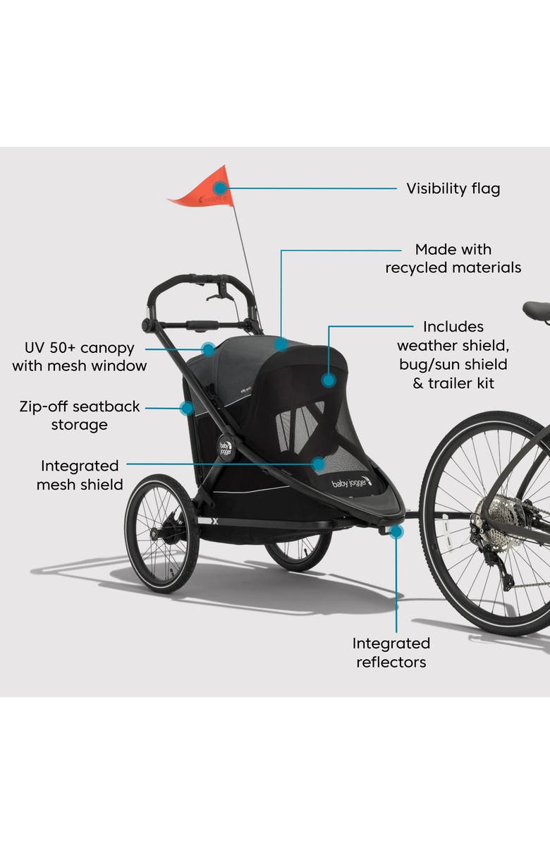 Baby Jogger city prix<sup>™</sup> Convertible Jogging Stroller & Bicycle Trailer Kit, Alternate, color, Eco Black
