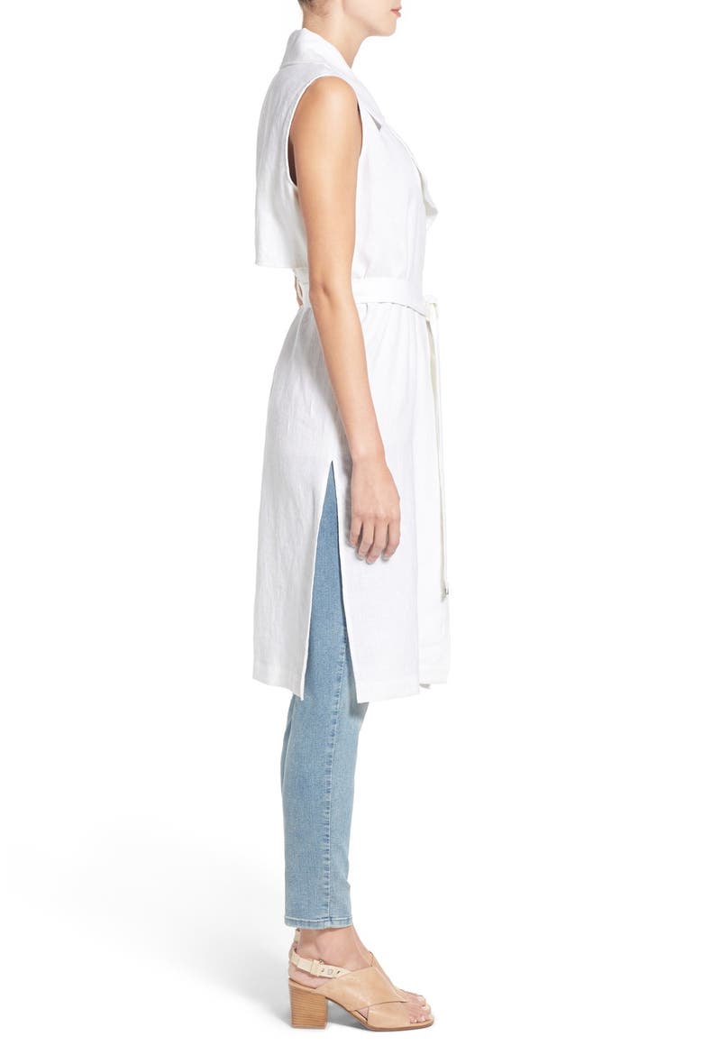 Belted Sleeveless Linen Duster, Alternate, color, ULTRA WHITE