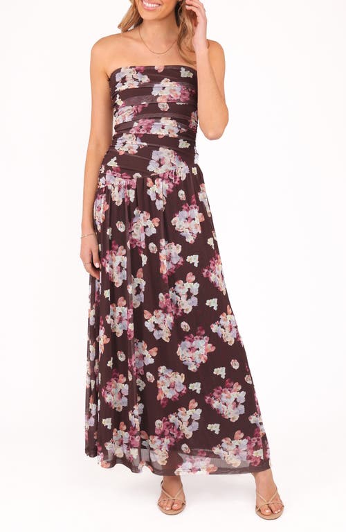 Petal And Pup Petal & Pup Calypso Floral Strapless Mesh Maxi Dress In Purple