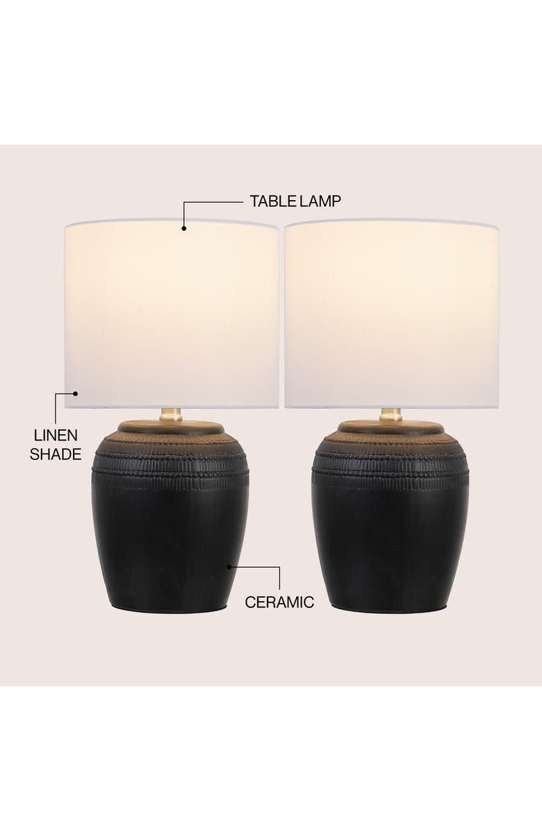 JONATHAN Y Hugo 16.75" Traditional Rustic Reeded Ceramic Vase LED Table Lamp, Alternate, color, Black Nickel