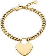 Fossil Sutton Heart Charm Chain Bracelet
