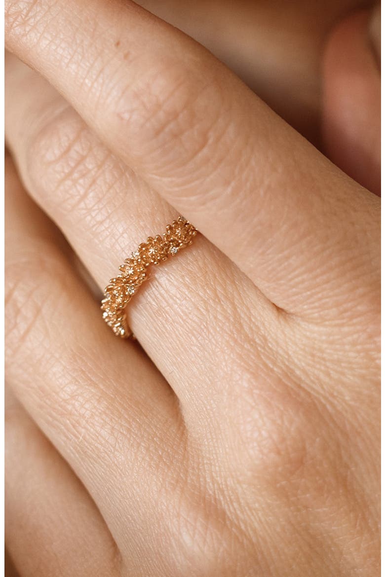 Cubic Zirconia Birthstone Flower Eternity Band Ring, Alternate, color, GOLD NOVEMBER