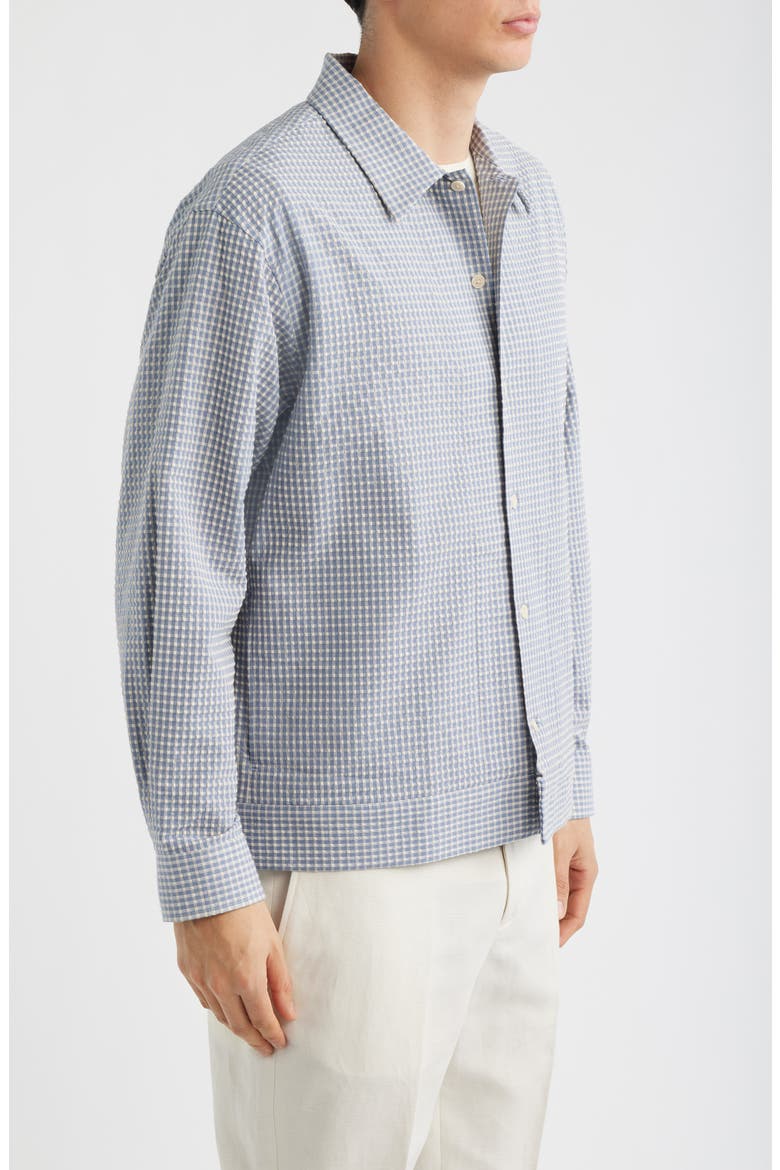 Reed Check Stretch Cotton Overshirt, Alternate, color, STONE BLUE