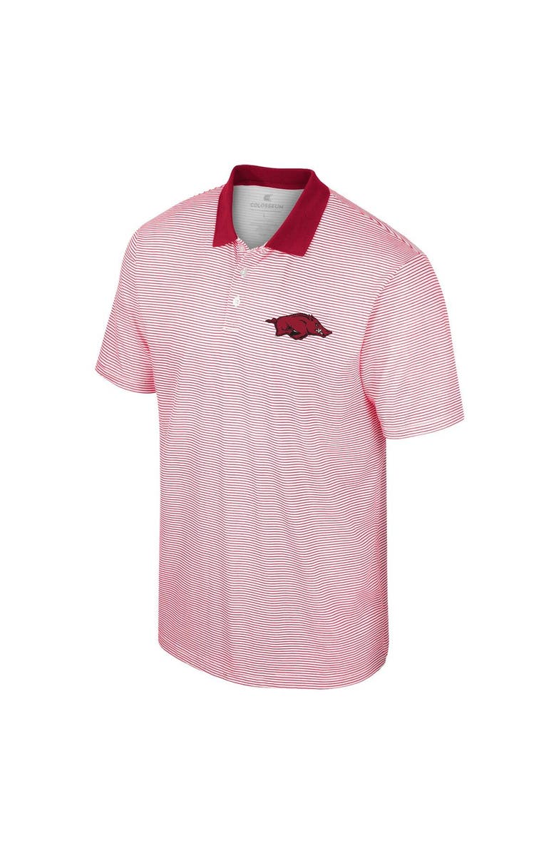 COLOSSEUM Men's Colosseum White/Cardinal Arkansas Razorbacks Print Stripe Polo, Alternate, color, White