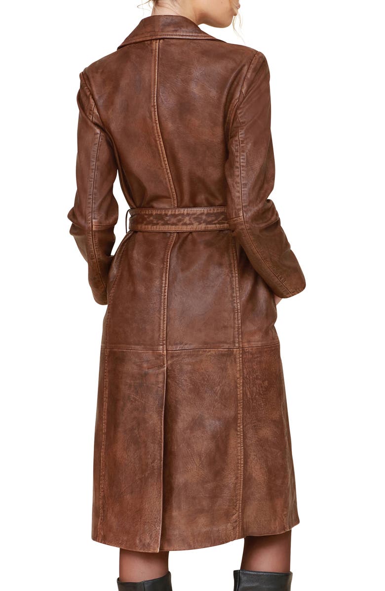 Avec Les Filles Belted Leather Trench Coat, Alternate, color, 