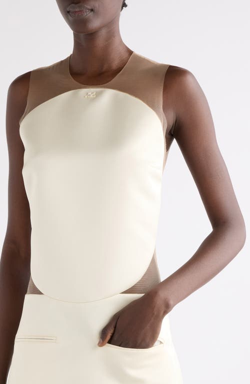 Courrèges Illusion Inset Circle Satin Minidress In White