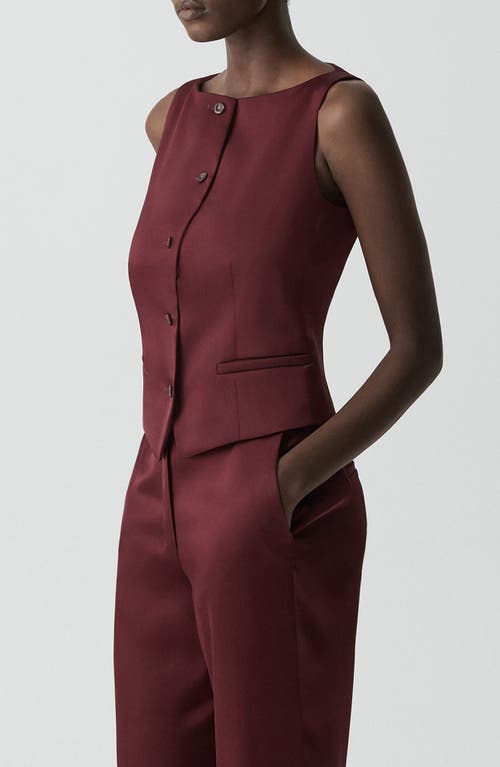 Theory Boat Neck Satin Vest In Burgundy