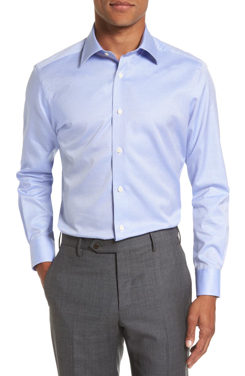 David Donahue Trim Fit Microcheck Dress Shirt, Main, color, 