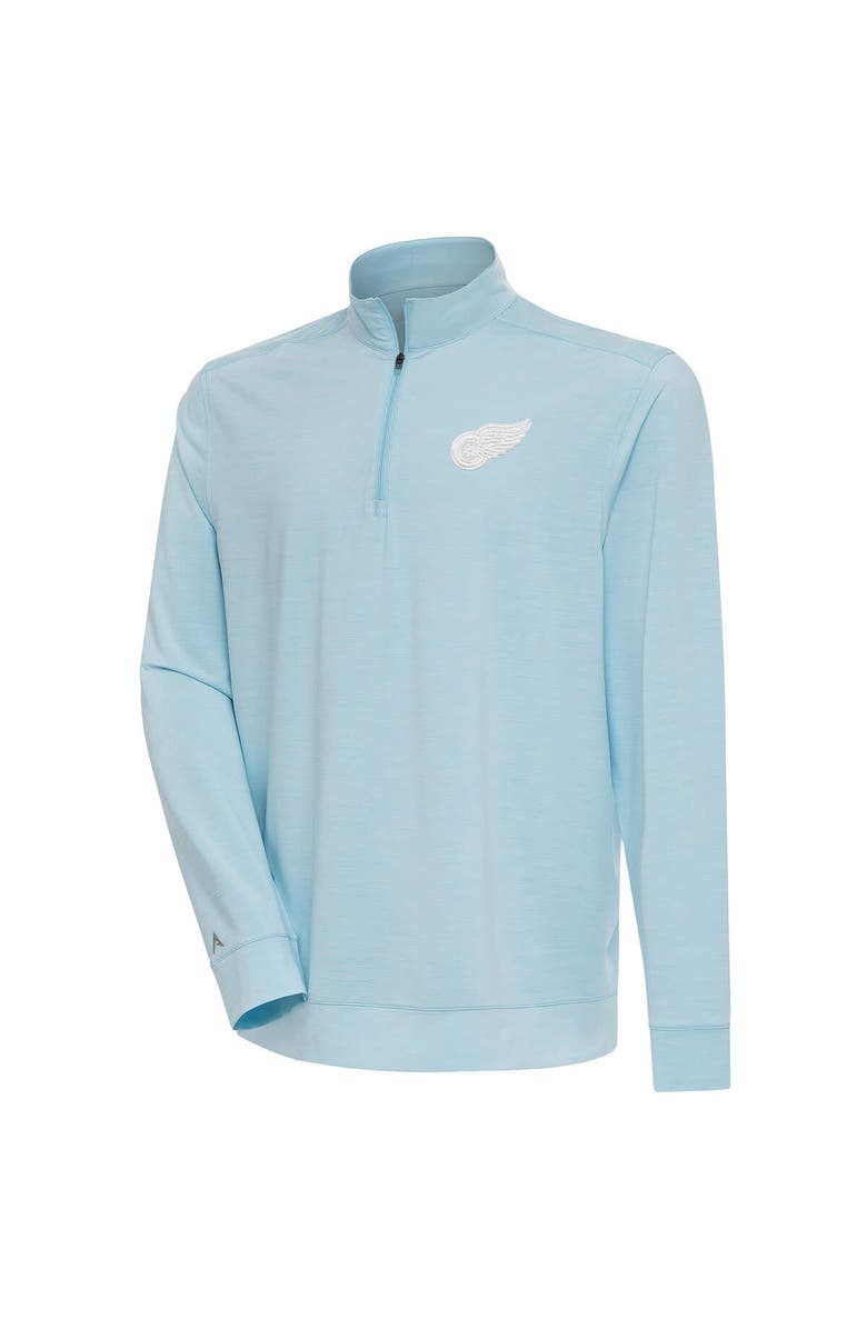 ANTIGUA Men's Antigua Powder Blue Detroit Red Wings White Logo Bright Quarter-Zip Pullover, Main, color,