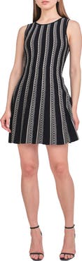 Endless Rose Metallic Stripe Fit & Flare Dress
