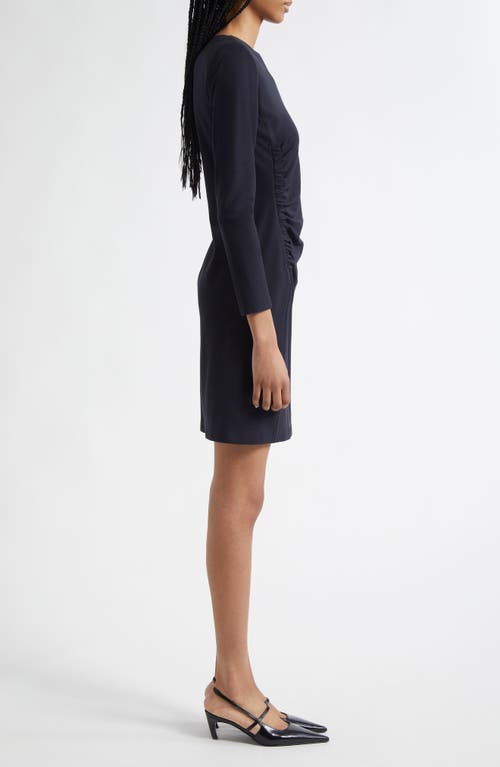 Emporio Armani Milan Ruched Long Sleeve Minidress In Navy