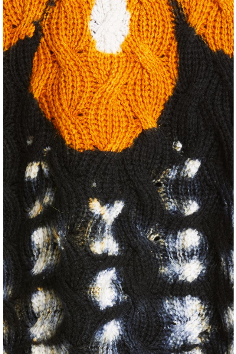 Lagune Cashmere Cable Knit Sweater, Alternate, color, BLACK/ MARMALADE SHIBORI