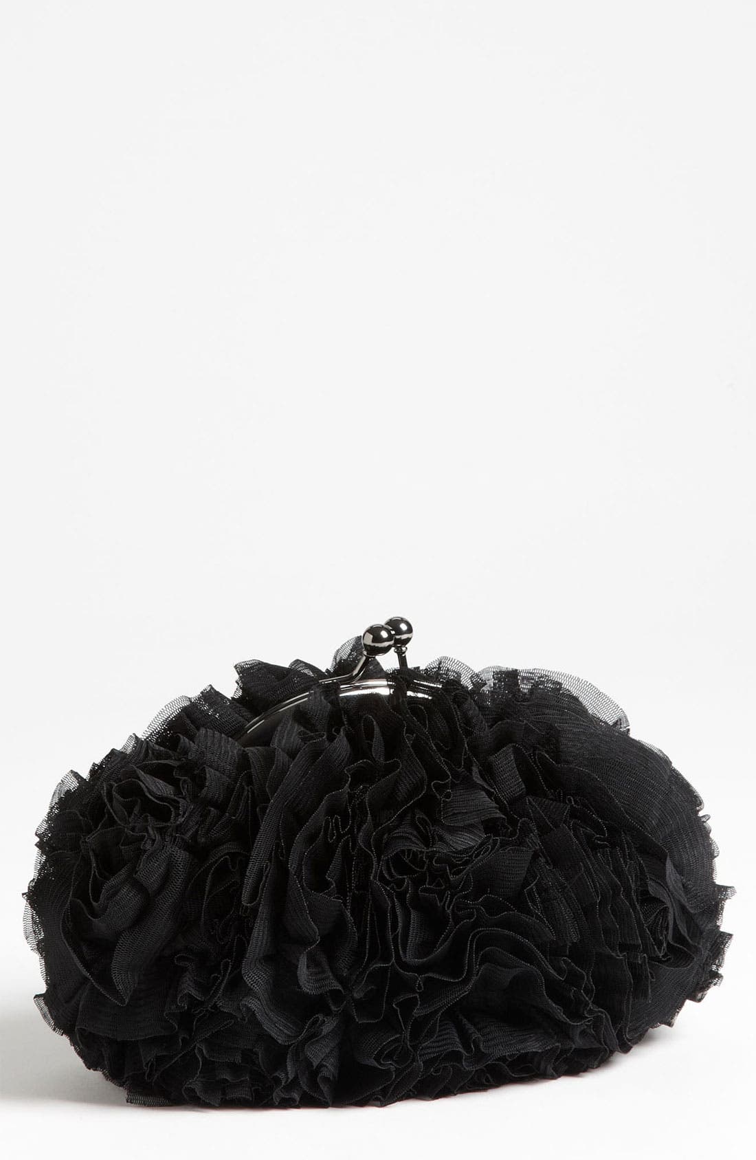 'Floral Cluster' Clutch, Main, color, BLACK