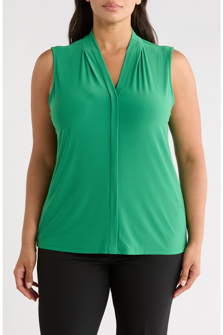 Pleat Front Sleeveless Top, Main, color, LUSH GREEN
