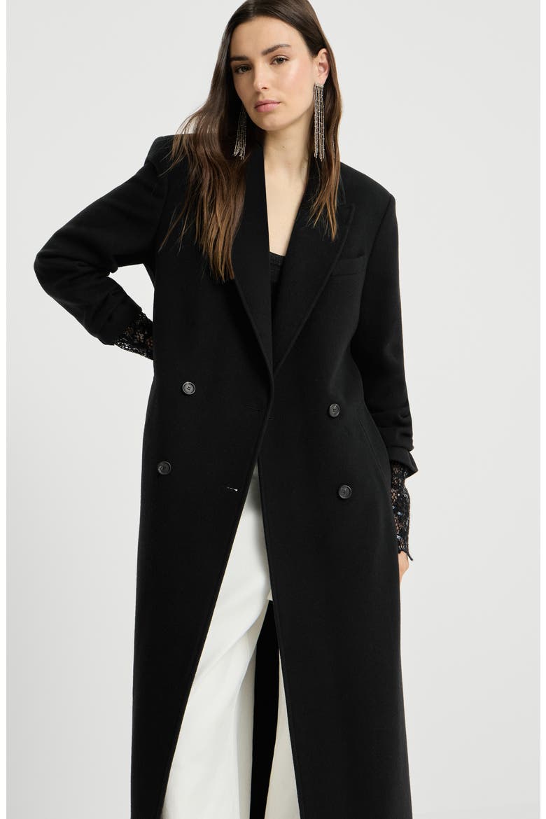 Lightweight water-resistant cashmere belted coat with monili, Alternate, color, Matte Black