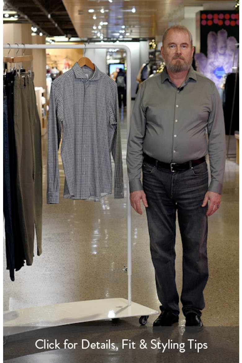 Modern Fit Gingham Check Stretch Cotton Knit Dress Shirt video