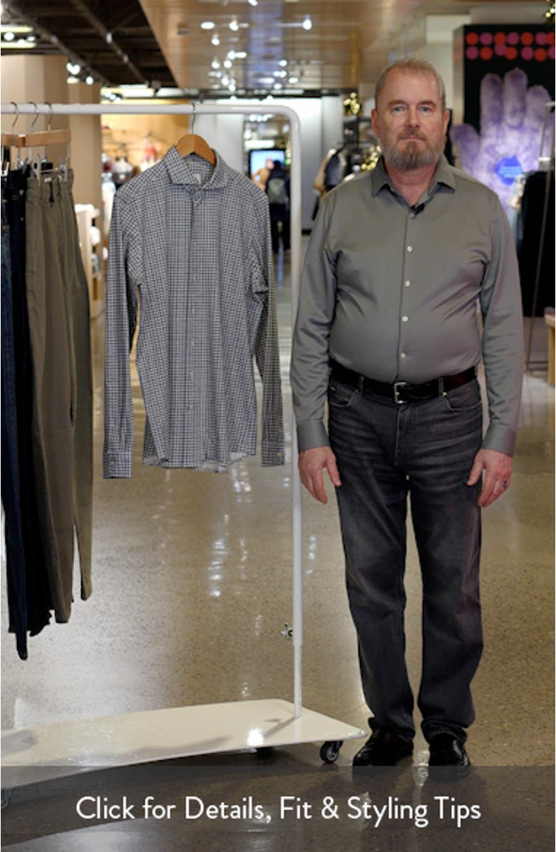 Modern Fit Gingham Check Stretch Cotton Knit Dress Shirt, sales video thumbnail