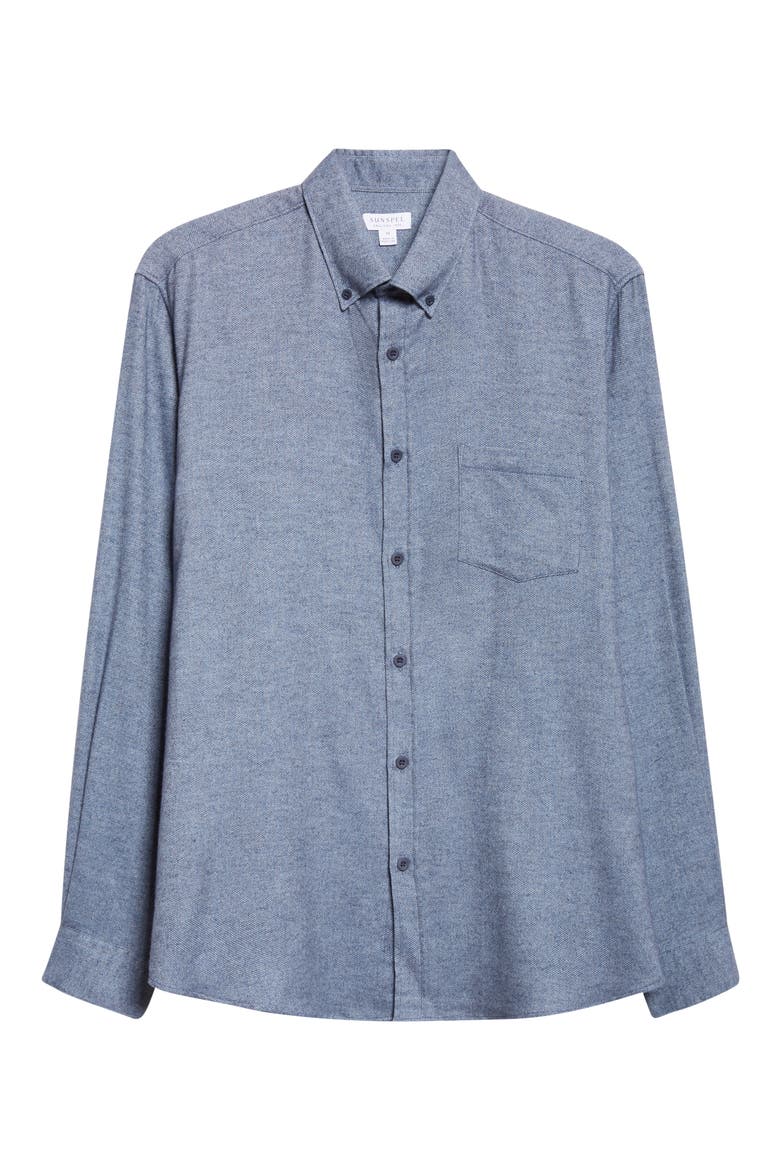 Brushed Cotton Flannel Button-Down Shirt, Alternate, color, LIGHT BLUE MEL26