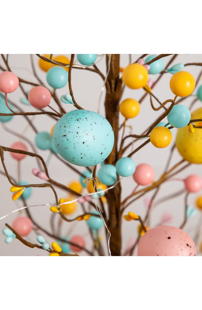 NEARLY NATURAL 24-in Pre-Lit Artificial Easter Egg Twig Tree with 30 LED Lights in Burlap Wrapped Base - Set of 2, Alternate, color, Brown