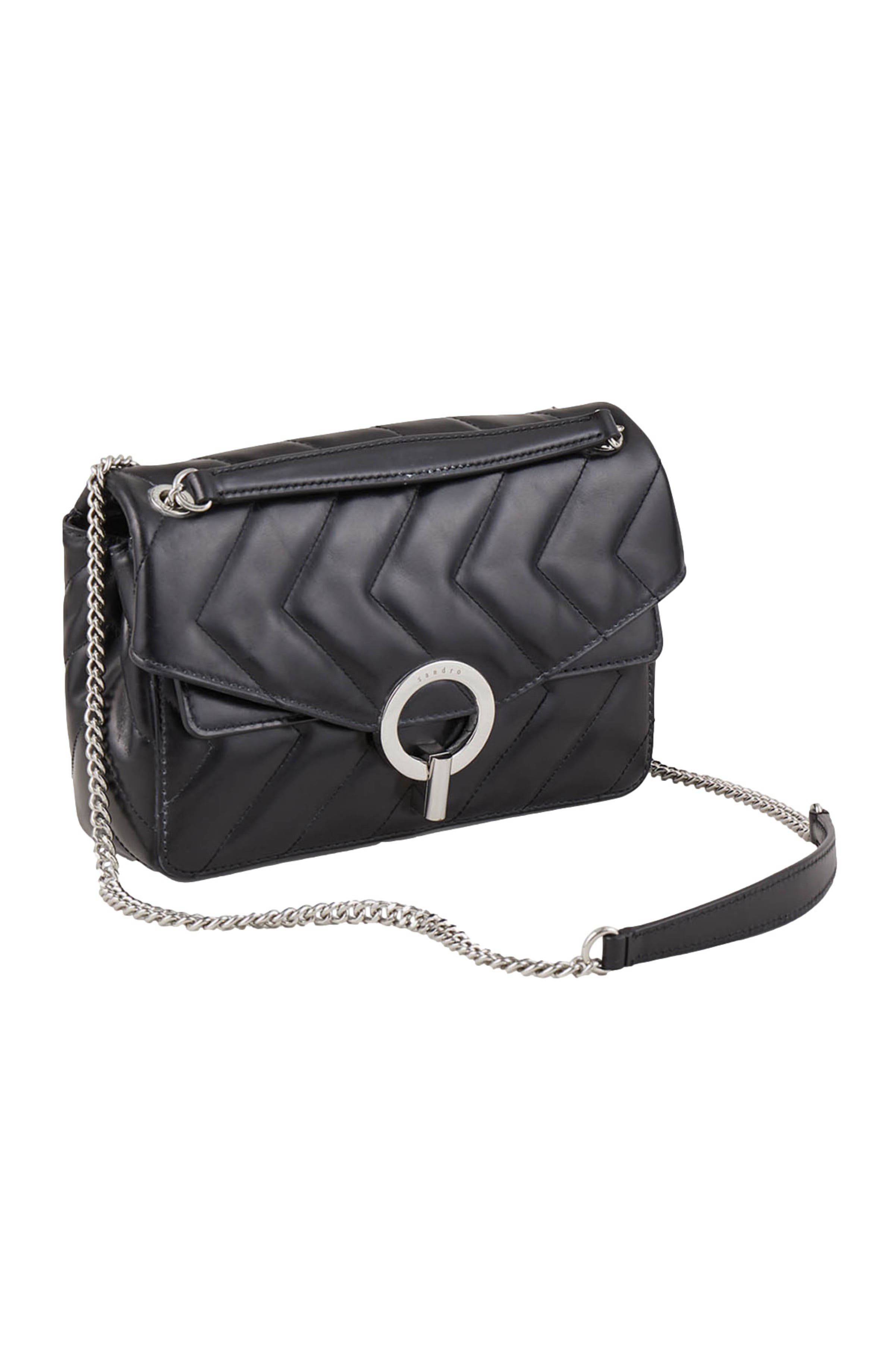 SANDRO Yza bag in certified leather, Alternate, color, 