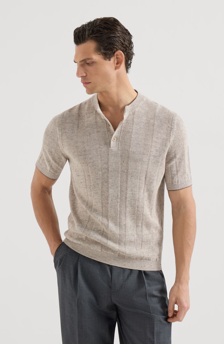 Brunello Cucinelli Henley collar T-shirt, Alternate, color, Sand