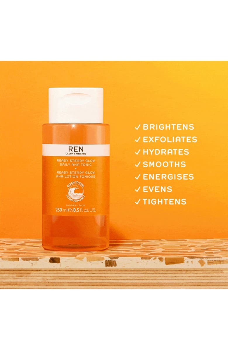 REN Clean Skincare Steady Glow Daily AHA Tonic Resurfacing Toner, Alternate, color,