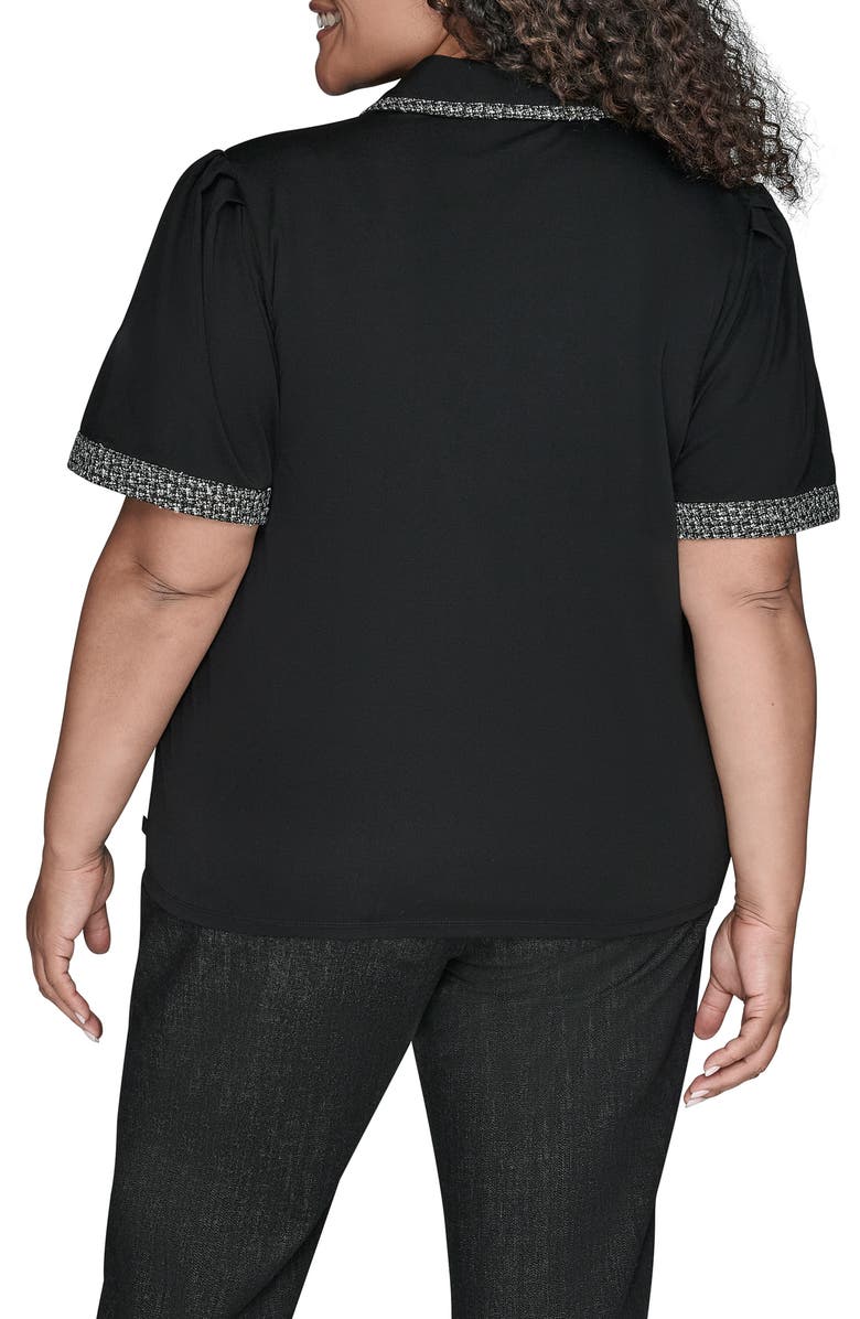 KARL LAGERFELD PARIS Mixed Media Metallic Tweed Top, Alternate, color, Black