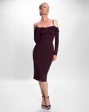 TA3 Mega Sculpting Off-the-Shoulder Long Sleeve Midi Dress