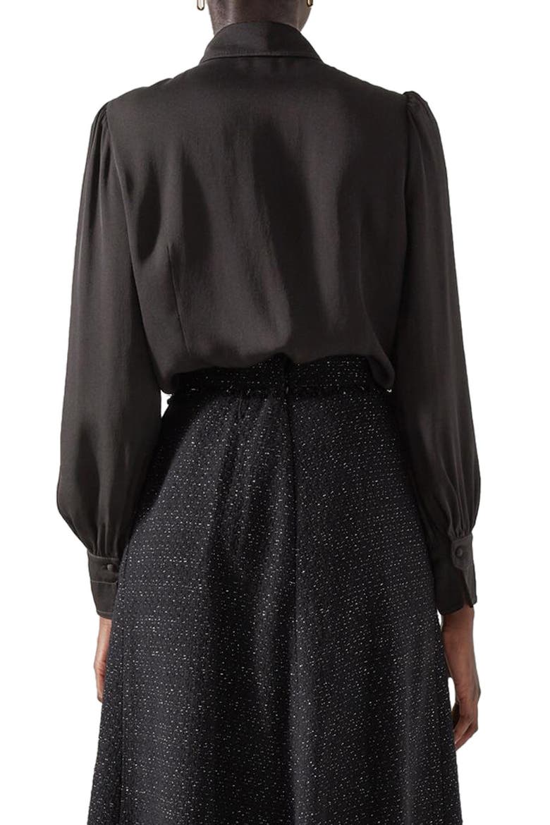 Sonya Embellished Button-Up Blouse, Alternate, color, BLACK