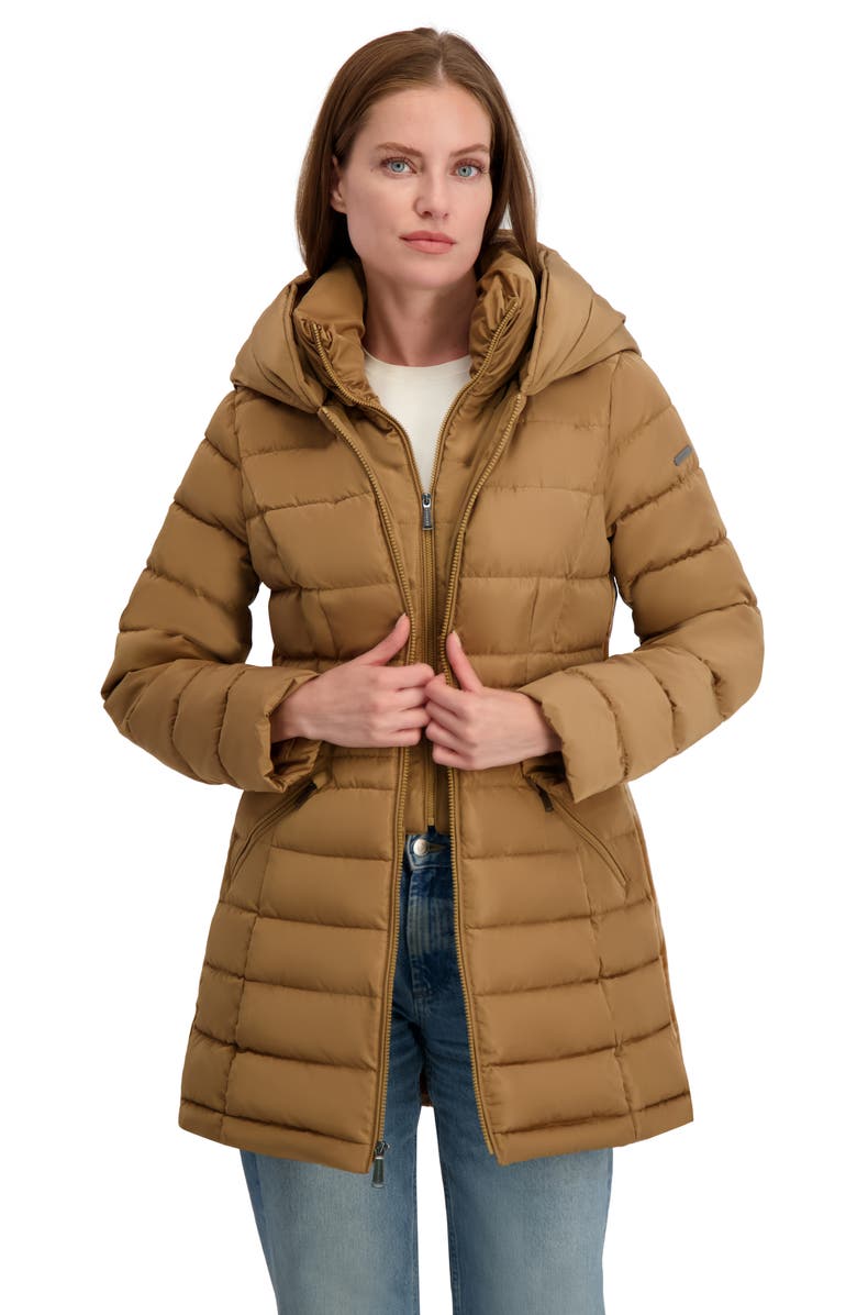 Laundry by Shelli Segal Quarter Bibbed Puffer Jacket, Alternate, color, Toffee