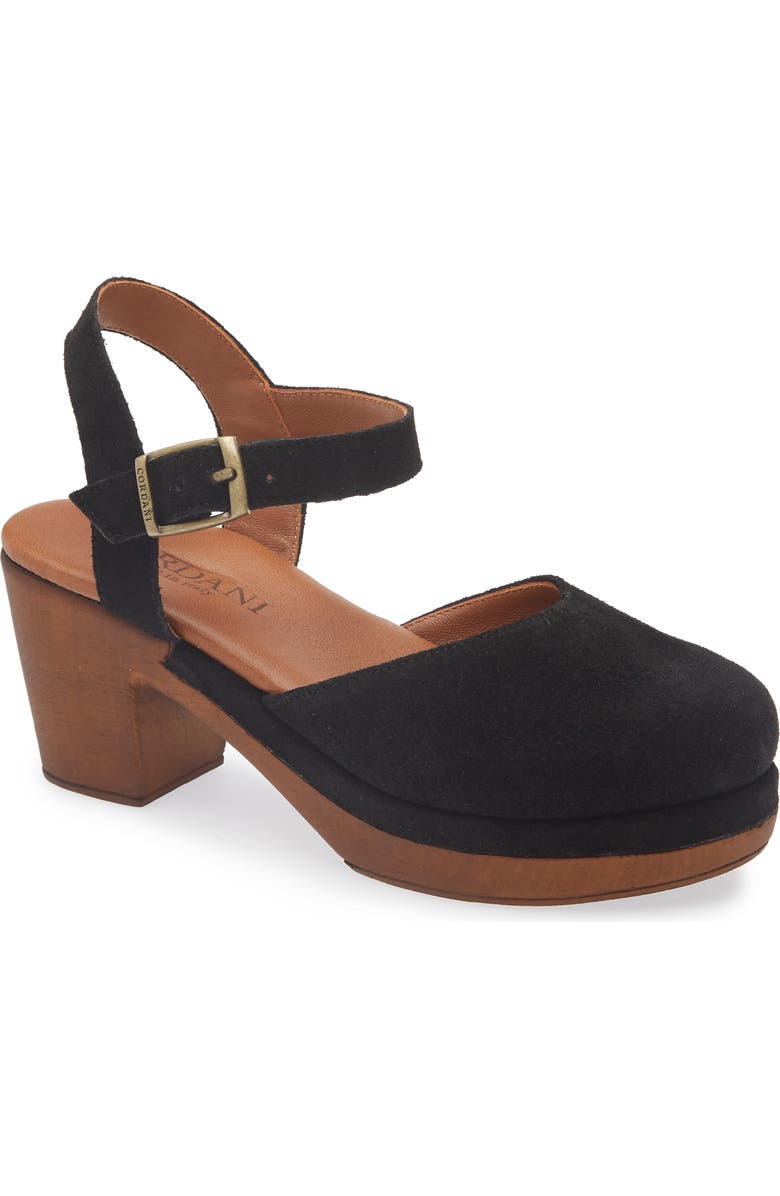 Cordani Warner Ankle Strap Platform Clog, Main, color, Black Suede