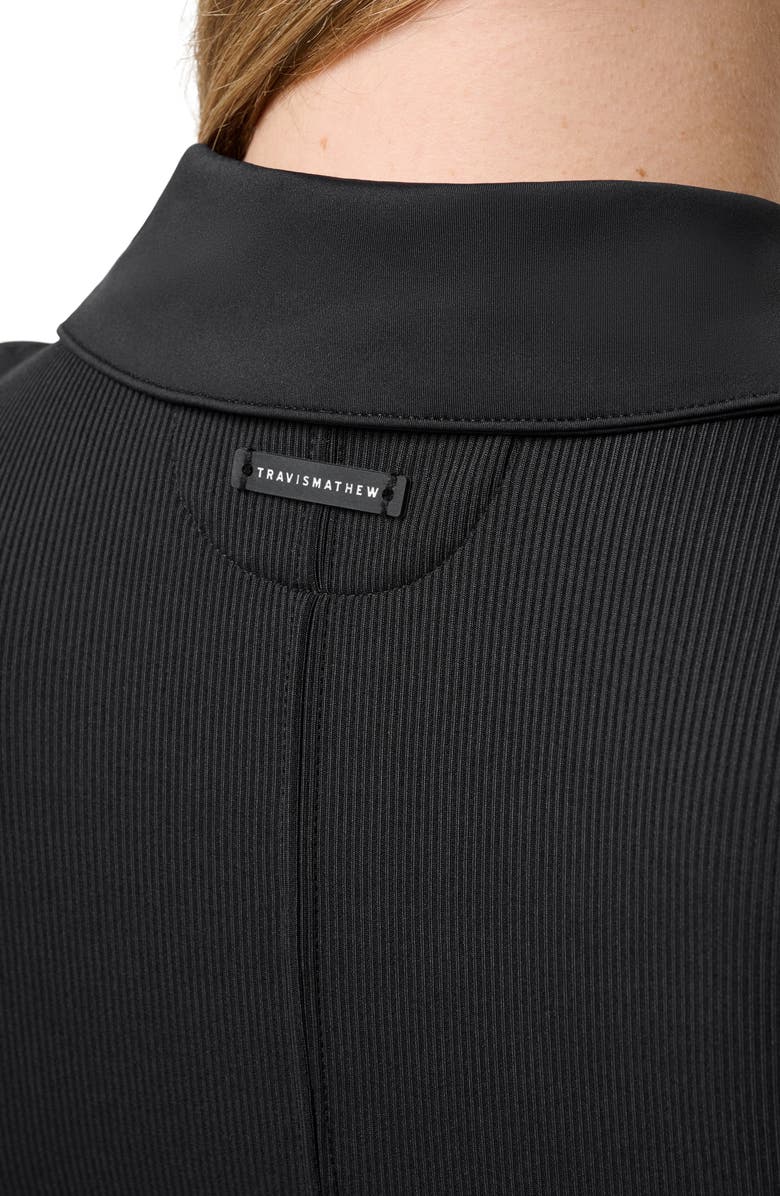 TravisMathew Moveknit Zip Crop Top, Alternate, color, Black