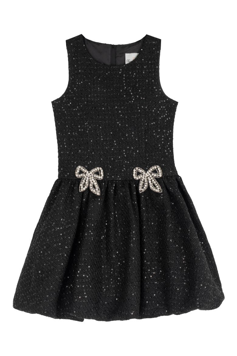Kids' Sequin Boucle Bubble Dress, Main, color, BLACK