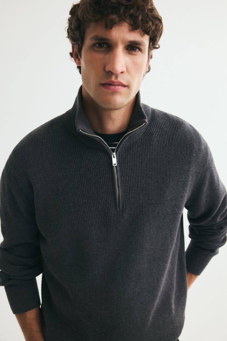 Regular-fit Half-zip Sweater, Alternate, color, Dark gray