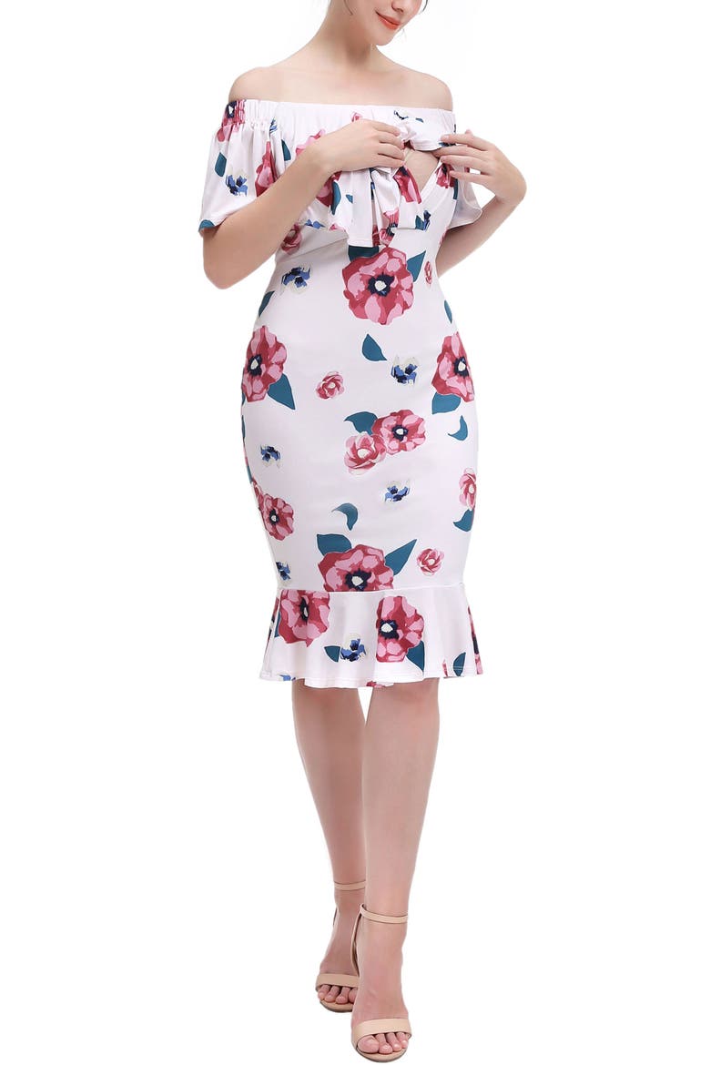 Kyla Maternity Nursing Mermaid Dress, Alternate, color, Multicolored