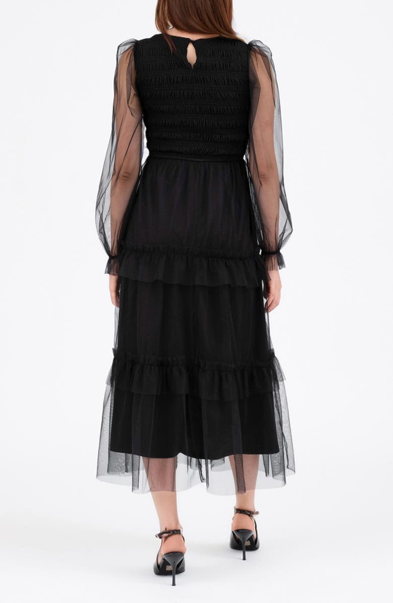 AUGUST SKY Long Sleeve Tulle Maxi Dress, Alternate, color,