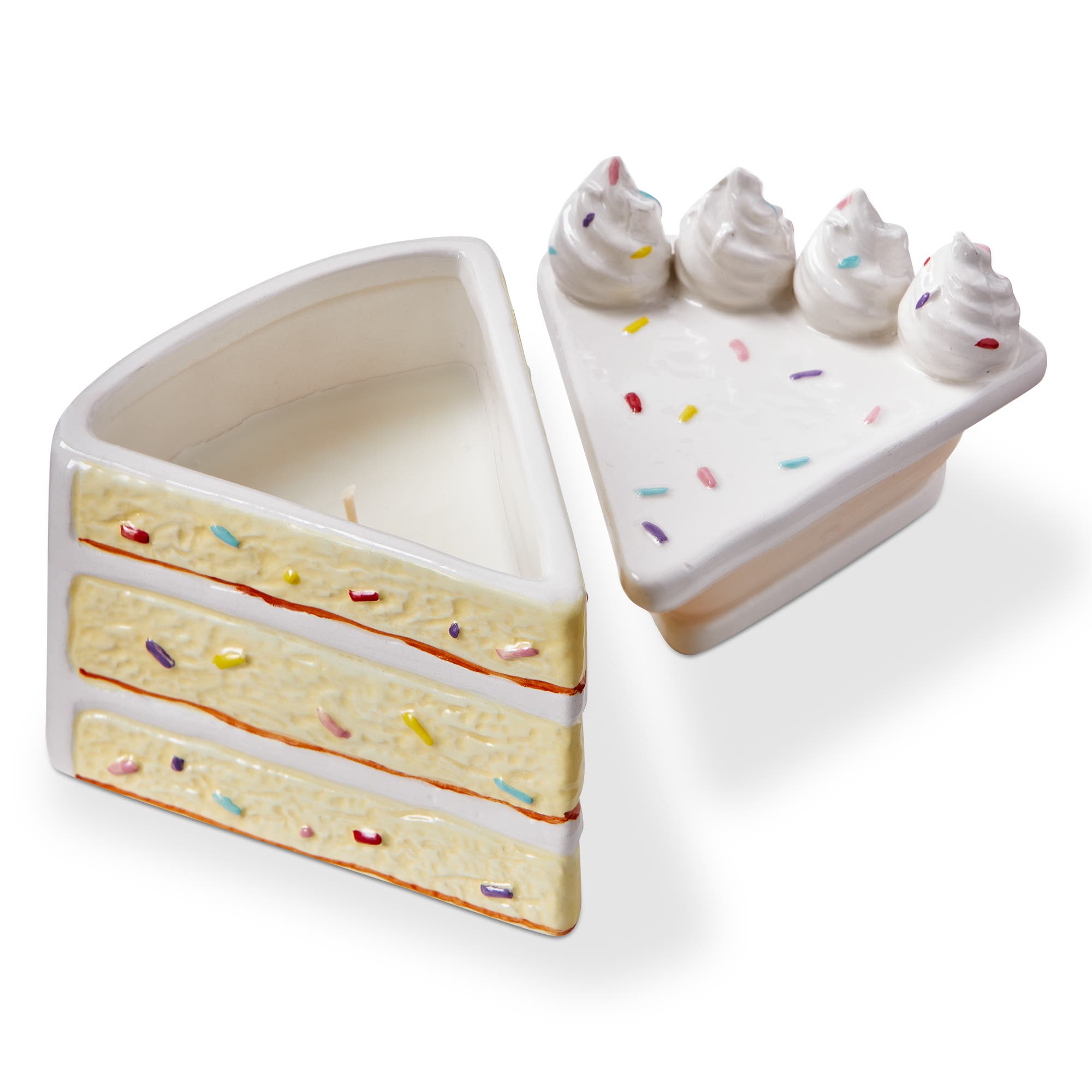 Tag Sprinkle Cake Slice Candle White Multi Earthenware Everyday